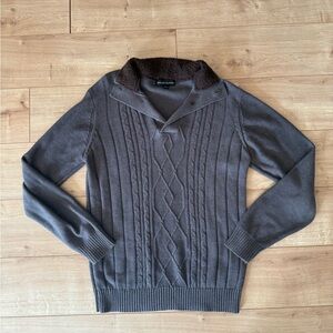 Tricots St. Raphael Mens Grey CableKnit Cotton Sweater Medium Classic Preppy